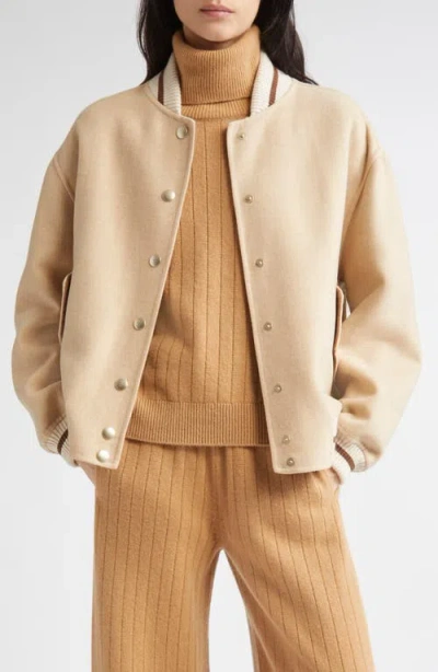 Eleventy Wool Varsity Jacket In Neutral