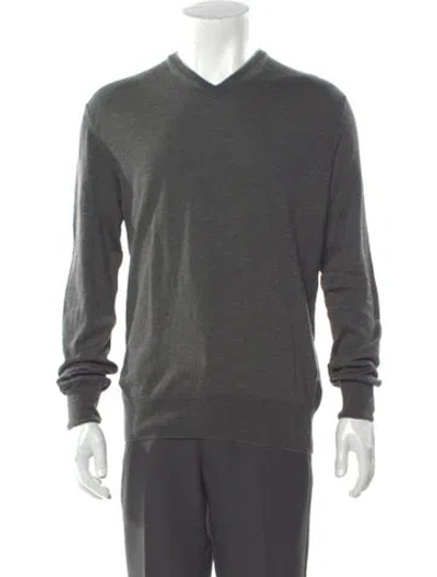 Pre-owned Eleventy Wool V-neck Pullover In Gray