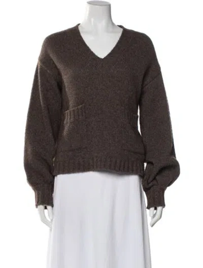 Pre-owned Eleventy Wool V-neck Sweater In Brown
