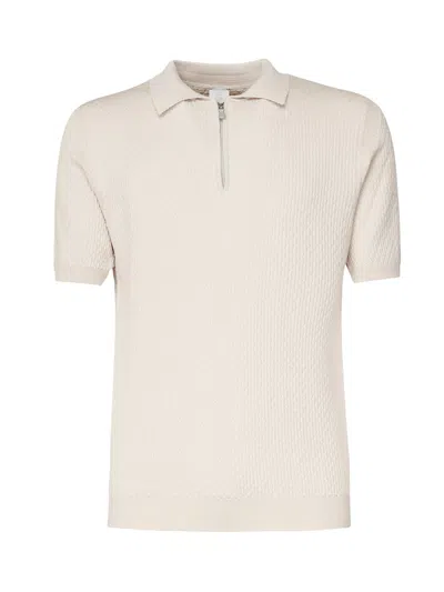 Eleventy Wool Zip Polo In Sand