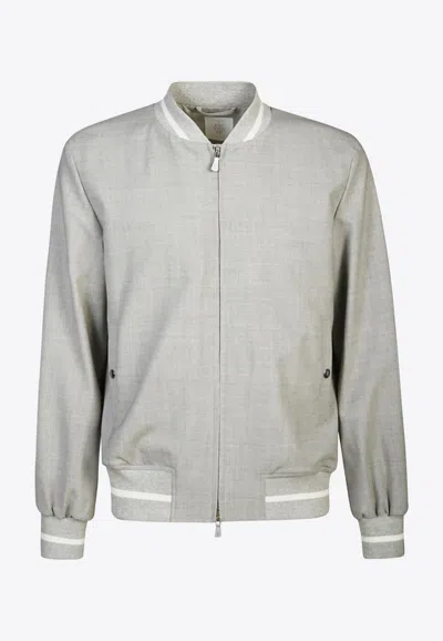 Eleventy Wool Zip-up Bomber Jacket In Gray