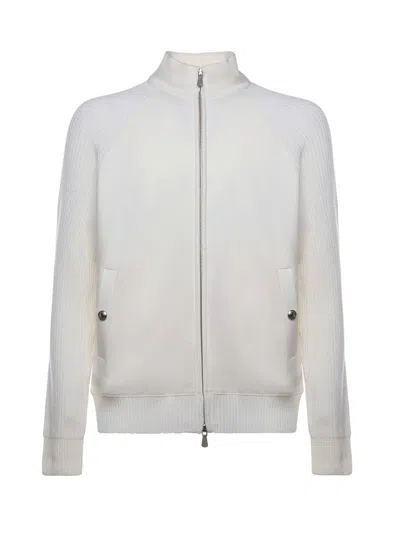 Eleventy Wool Zip-up Jacket In White