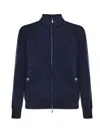 Eleventy Ribbed-panels Zip Jacket In Blue