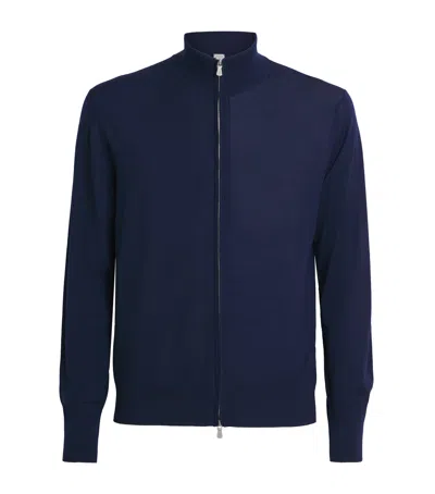 Eleventy Wool Zip-up Cardigan In Blue