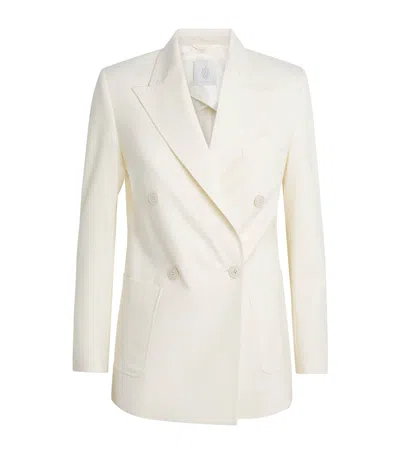 Eleventy Wool-blend Double-breasted Blazer In White