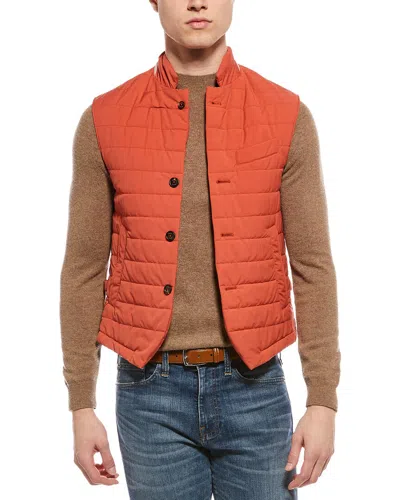Eleventy Wool-blend Puffer Gilet In Orange