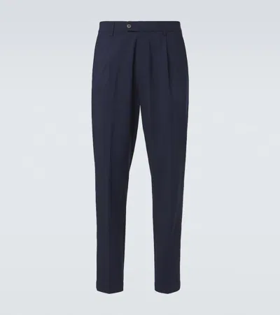 Eleventy Wool-blend Straight Pants In Blue