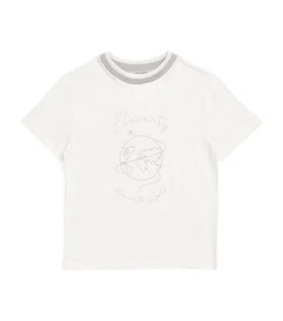 Eleventy Kids' World Logo T-shirt (2-16 Years) In Ivory