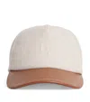 Eleventy X Harrods Leather-trimmed Linen Baseball Cap In White