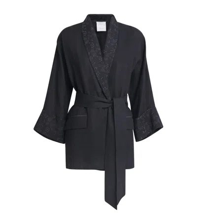 Eleventy X Harrods Linen Belted Blazer In Black