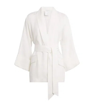Eleventy X Harrods Linen Belted Blazer In White