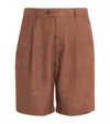 Eleventy X Harrods Linen Bermuda Shorts In Brown