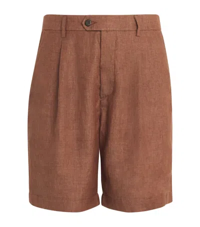 Eleventy X Harrods Linen Bermuda Shorts In Brown