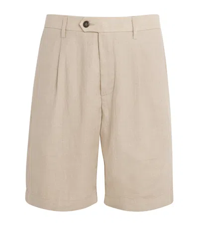 Eleventy X Harrods Linen Bermuda Shorts In Brown