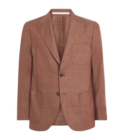 Eleventy X Harrods Linen Blazer In Brown