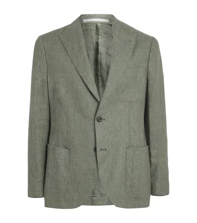 Eleventy X Harrods Linen Blazer In Green