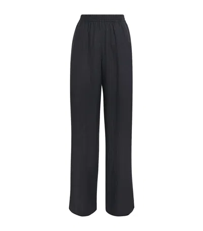 Eleventy X Harrods Linen Elasticated Palazzo Trousers In Blue