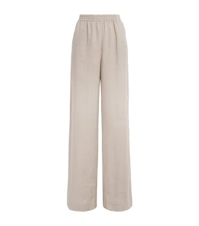 Eleventy X Harrods Linen Elasticated Palazzo Trousers In Neutral