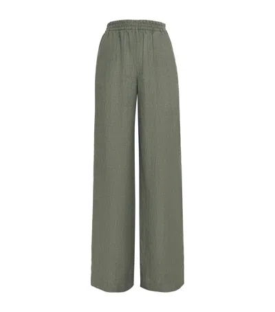 Eleventy X Harrods Linen Elasticated Palazzo Trousers In Gray