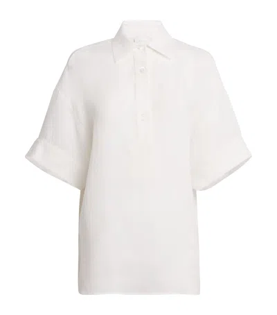 Eleventy X Harrods Linen Embroidered Collared Shirt In White