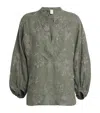 Eleventy X Harrods Linen Floral Embroidered Blouse In Green