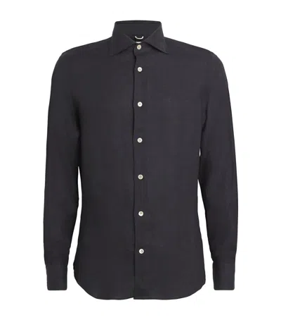 Eleventy X Harrods Linen Long-sleeve Shirt In Black