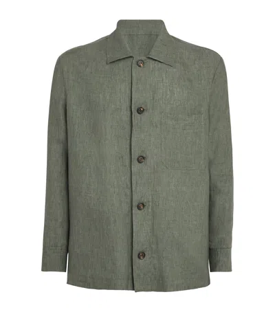 Eleventy X Harrods Linen Overshirt In Green