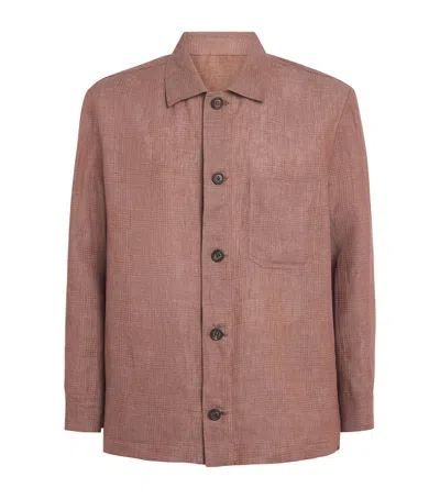 Eleventy X Harrods Linen Overshirt In Brown