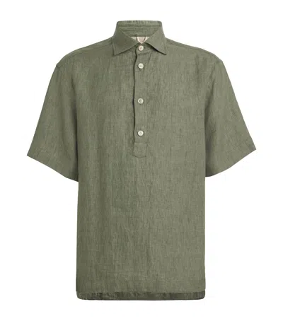 Eleventy X Harrods Linen Polo Shirt In Blue