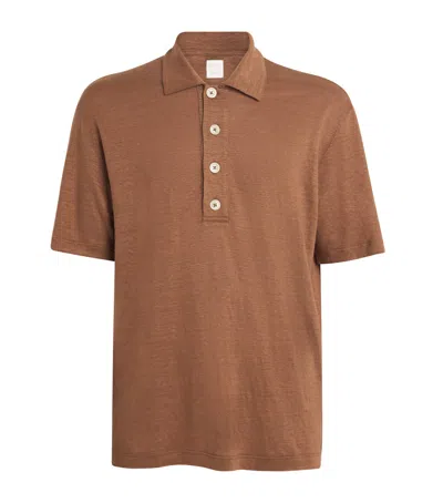 Eleventy X Harrods Linen Polo Shirt In Brown