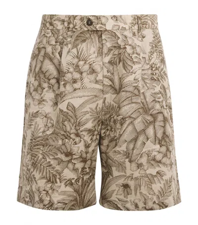 Eleventy X Harrods Linen Printed Bermuda Shorts In Multi
