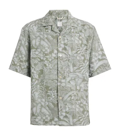 Eleventy X Harrods Linen Printed Shirt In Green