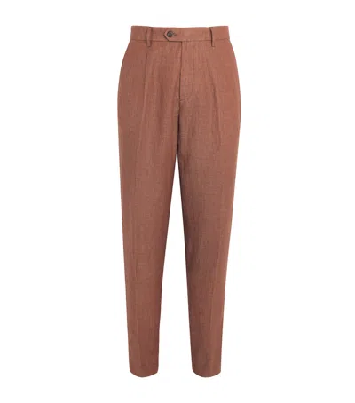 Eleventy X Harrods Linen Tailored Trousers In Brown