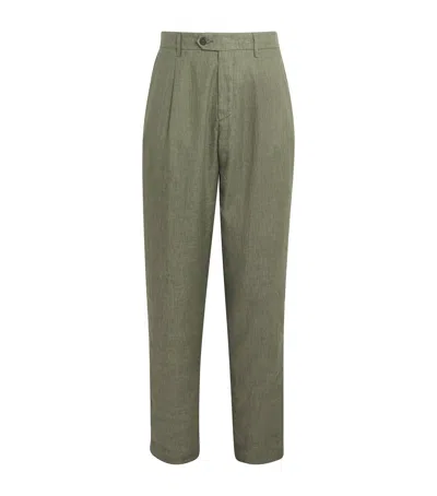 Eleventy X Harrods Linen Tailored Trousers In Green