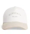 Eleventy X Harrods Suede-trimmed Linen Baseball Cap In White