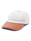 Eleventy X Harrods Leather-trimmed Linen Baseball Cap In Grey