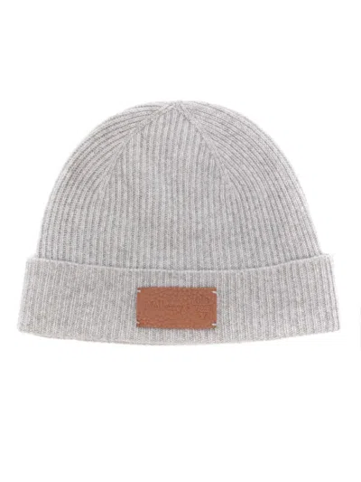 Eleventy X Mulberry Ribbed-knit Beanie In Grey