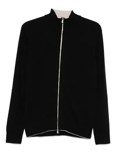 Eleventy Zip-front High-neck Cardigan In Black