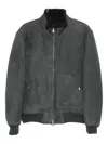 Eleventy Zip-front Shearling Jacket In Gray