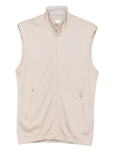 Eleventy Zip-front Sweater Vest In Neutral