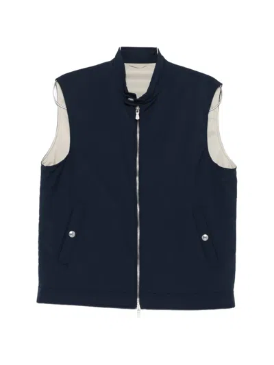 Eleventy Zip Gilet In Blue