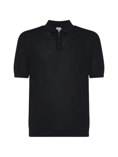 Eleventy Cotton Zip-up Polo Shirt In Multi
