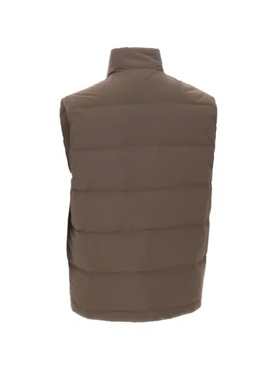 Eleventy Zip Padded Gilet In Brown