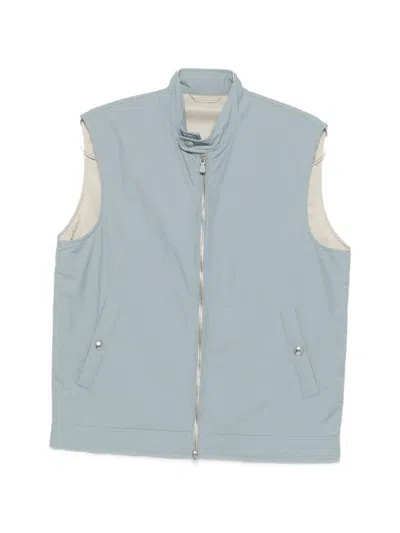 Eleventy Zip Pocket Gilet In Blue