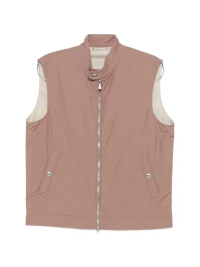 Eleventy Zip Pocket Gilet In Pink