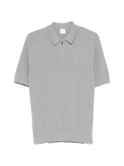 Eleventy Zip Polo Shirt In Gray
