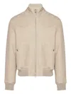 Eleventy Zip Shearling Jacket In Neutral