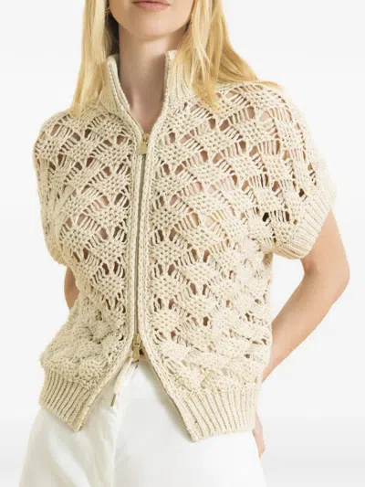 Eleventy Zip Short-sleeve Cardigan In Multi