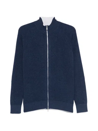 Eleventy Zip-up Cardigan In Blue
