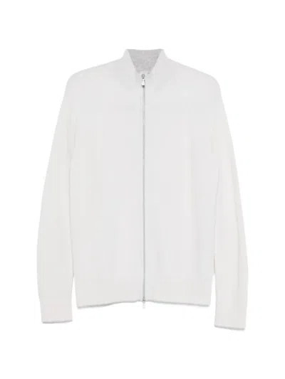 Eleventy Zip-up Cardigan In White